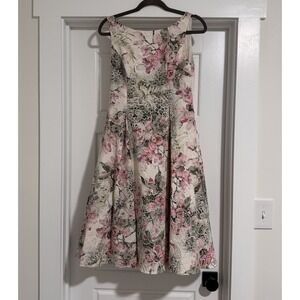 Adrianna Papell Floral Pink and Cream Wedding Dress